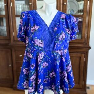Torrid Vibrant Blue Floral Blouse